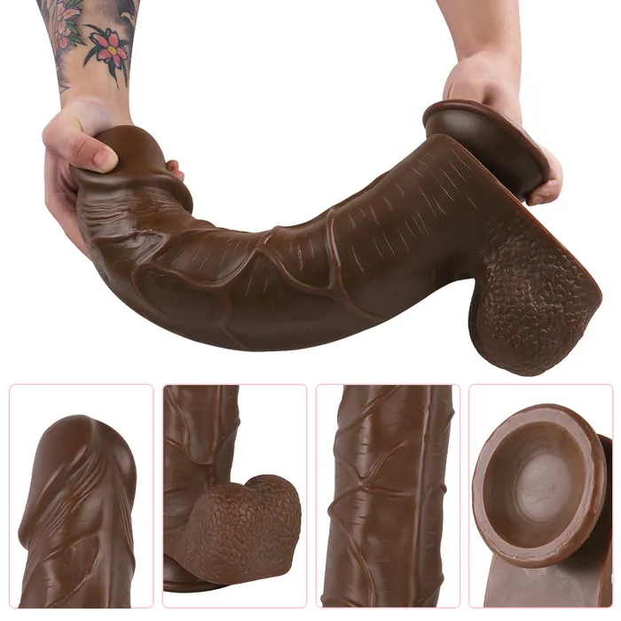 Female Sex Toys MD MD Dragon 1456 Huge Realistic Dildo with Suction Cup Brown