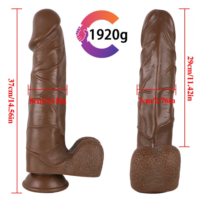 Female Sex Toys MD MD Dragon 1456 Huge Realistic Dildo with Suction Cup Brown