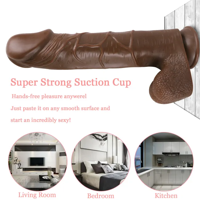 Female Sex Toys MD MD Dragon 1456 Huge Realistic Dildo with Suction Cup Brown