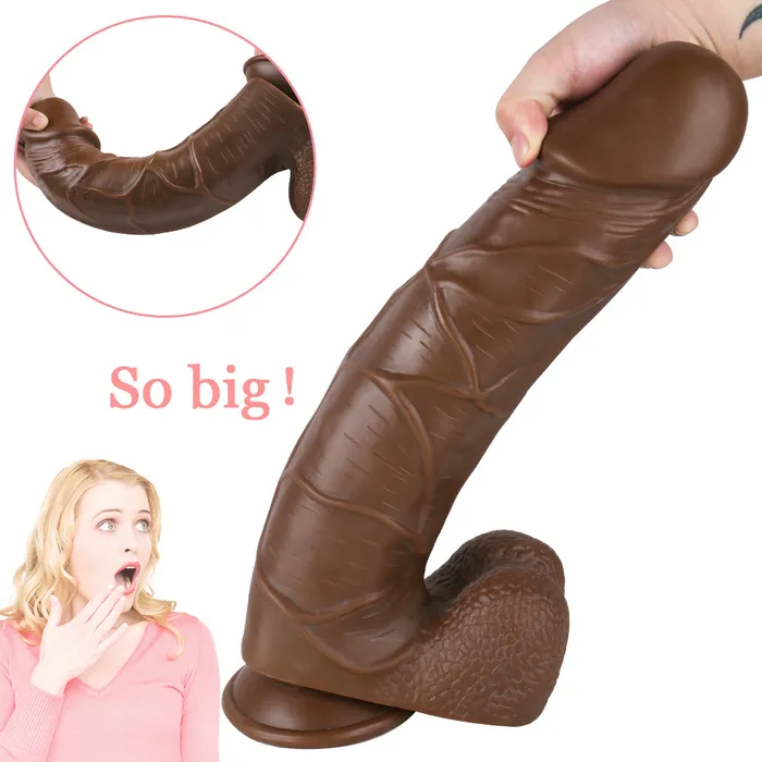 Female Sex Toys MD MD Dragon 1456 Huge Realistic Dildo with Suction Cup Brown