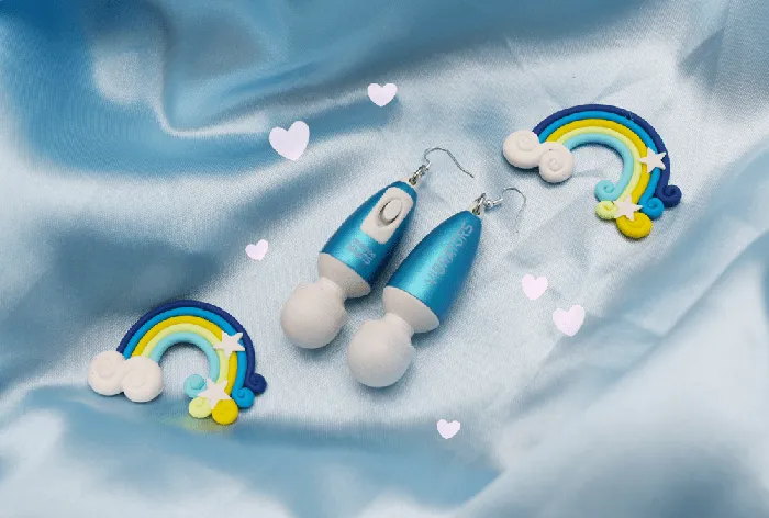 Self Love Vibrator Earrings Super Powered Blue The Kinky Peach Vibrators
