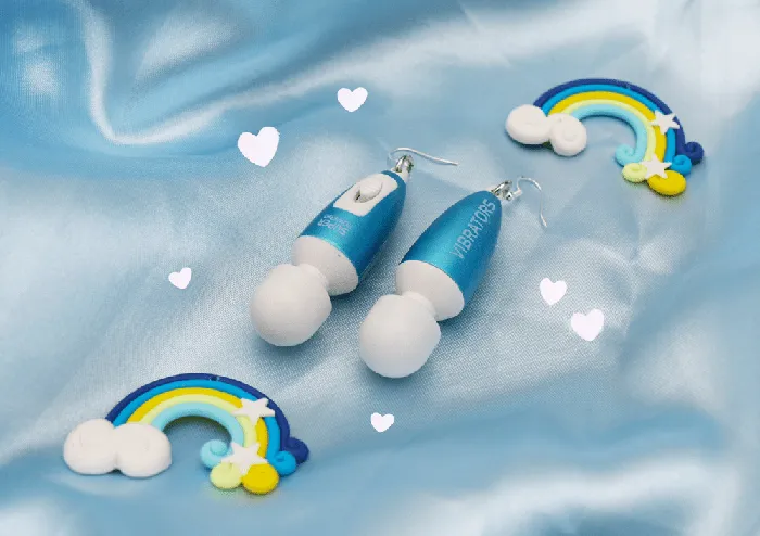 Self Love Vibrator Earrings Super Powered Blue The Kinky Peach Vibrators