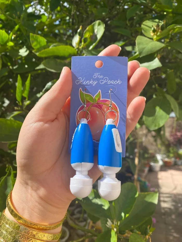 Self Love Vibrator Earrings Super Powered Blue The Kinky Peach Vibrators