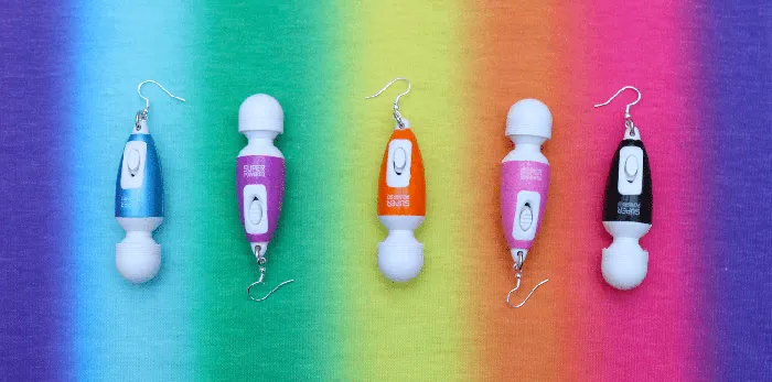 Self Love Vibrator Earrings Super Powered Blue The Kinky Peach Vibrators