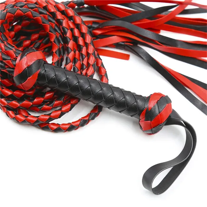 Sex PU Leather Whip for Couple Adult RedBlack Flirt Whip Soft BDSM Tail EVEs SECRETS Anal