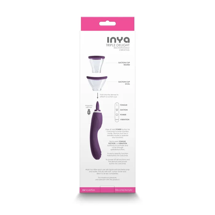 Vibrators NS Novelties Inya Triple Delight Licking and Suction Vibrator