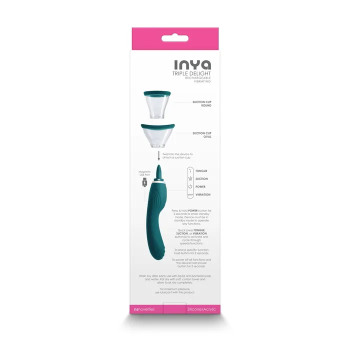 Vibrators NS Novelties Inya Triple Delight Licking and Suction Vibrator